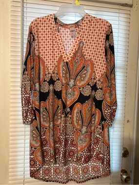 Pink Coconut Paisley Tunic with Orange Floral Motif